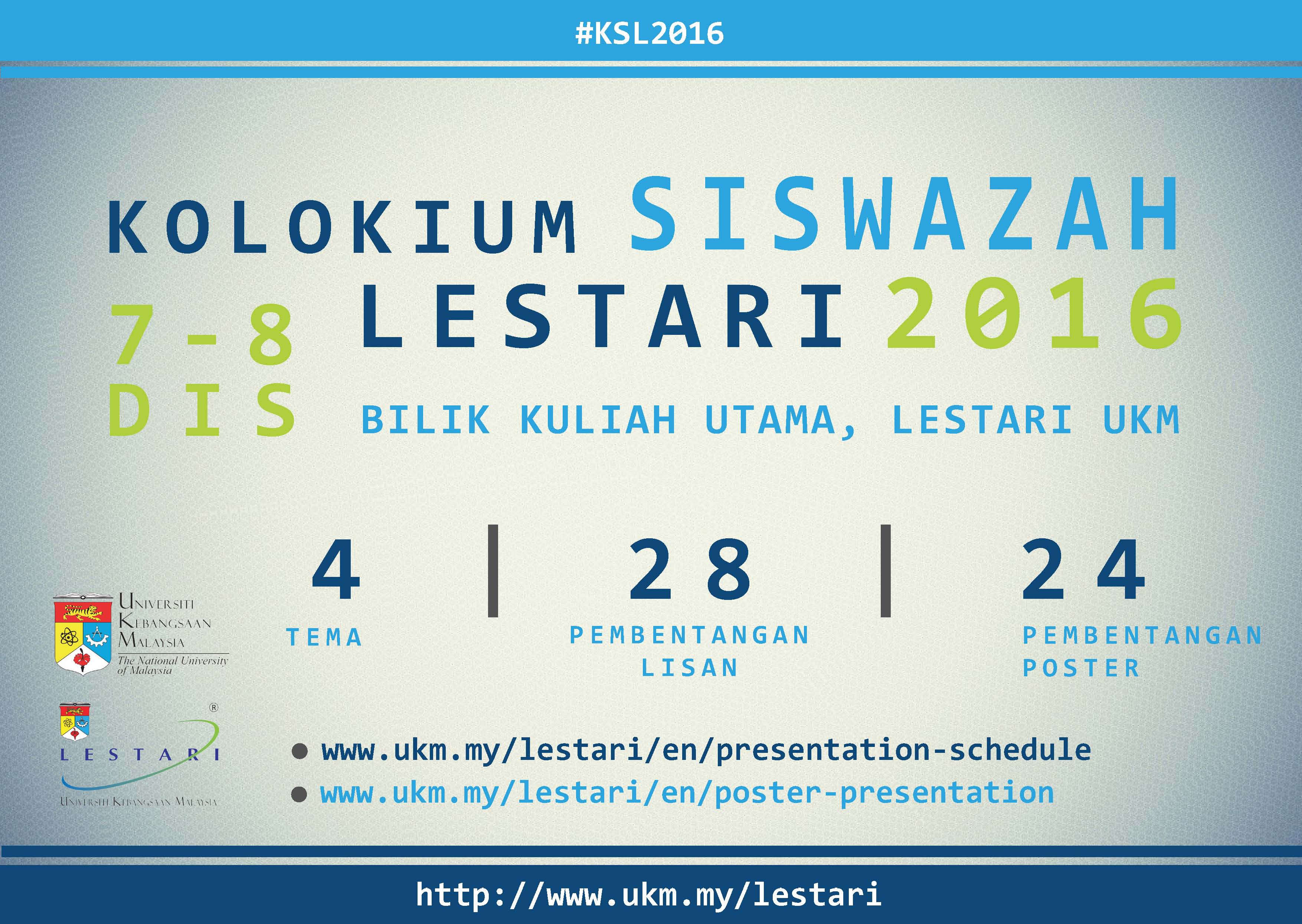 Jadual Pembentangan Poster Mengikut Tema Lestari Ukm 