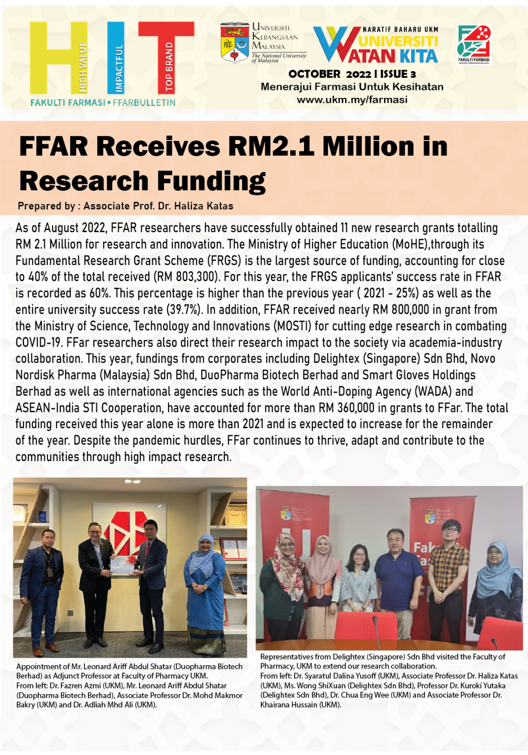 FFAR Receives RM2.1 Million In Research Funding – Fakulti Farmasi ...