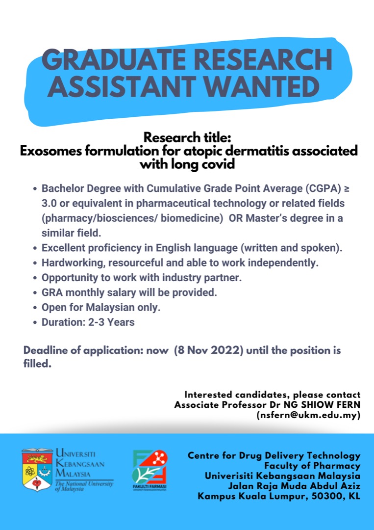 research assistant vacancy ukm 2022