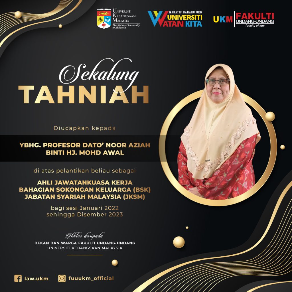 Sekalung Tahniah diucapkan kepada YBhg. Profesor Dato’ Noor Aziah Binti ...