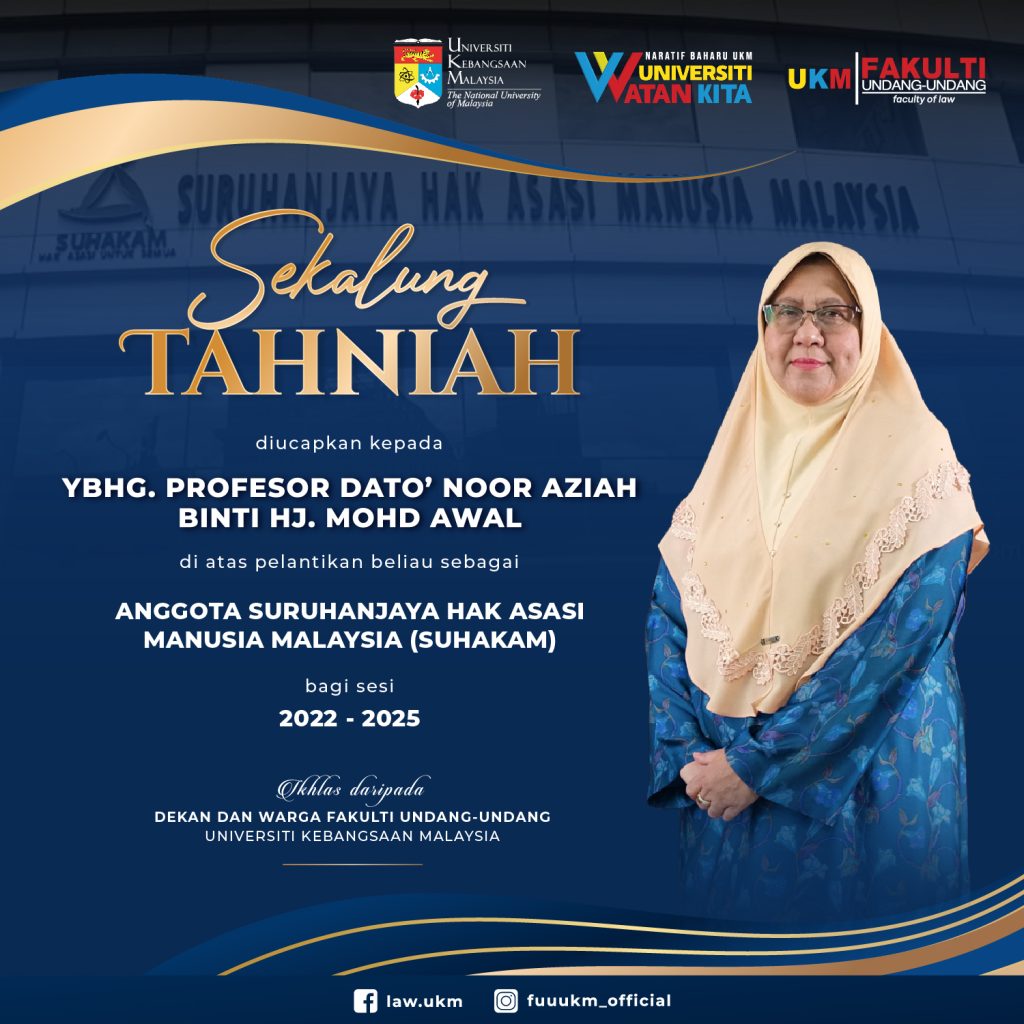 Sekalung TAHNIAH diucapkan kepada YBHG. PROFESOR DATO’ NOOR AZIAH BINTI ...