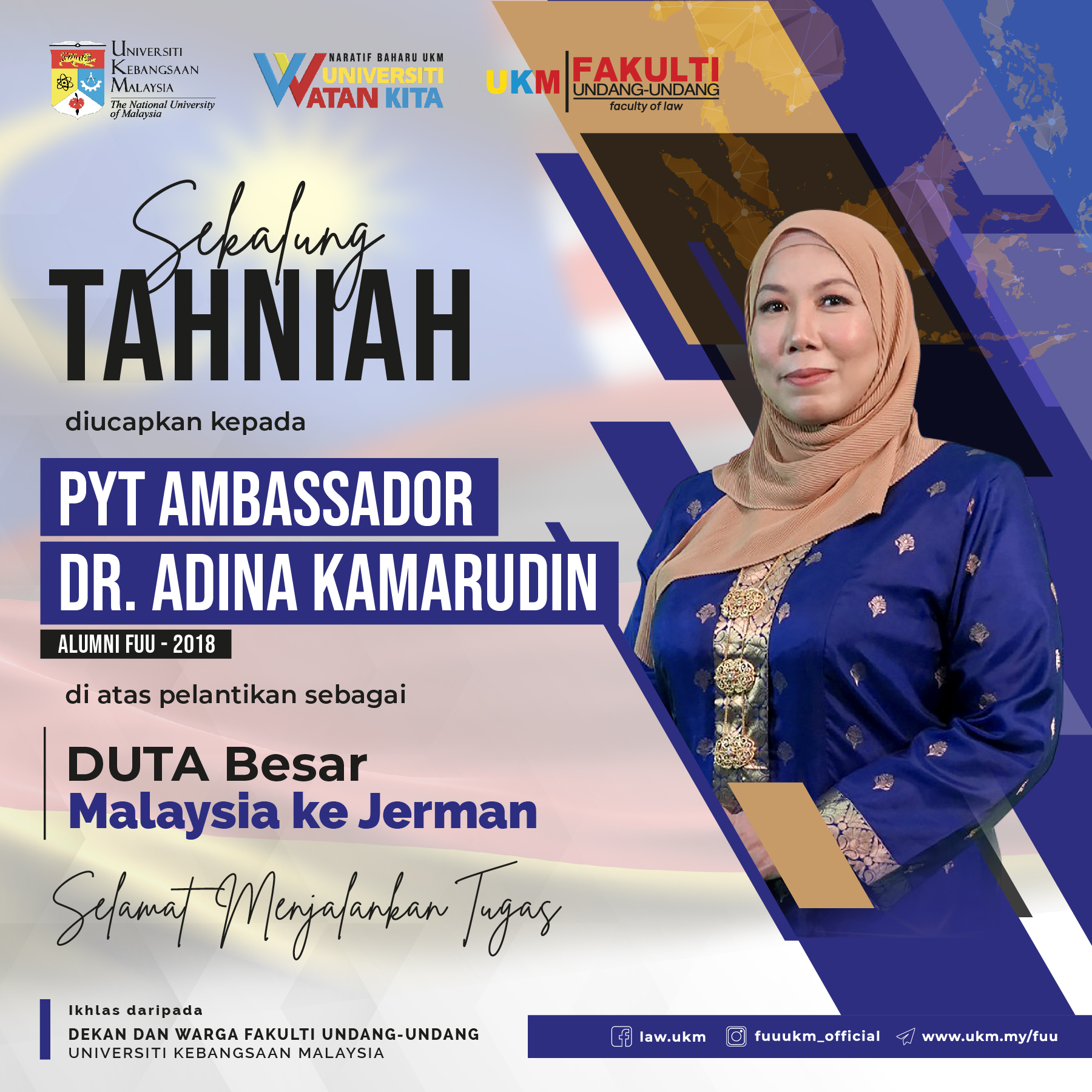 Tahniah PYT Ambassador Dr. Adina Kamarudin (Alumni FUU 2018) di atas ...