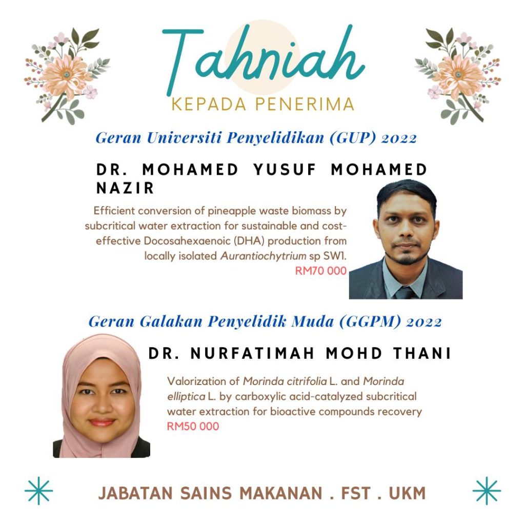 Ucapan Tahniah / Congratulations - DEPARTMENT OF FOOD SCIENCES