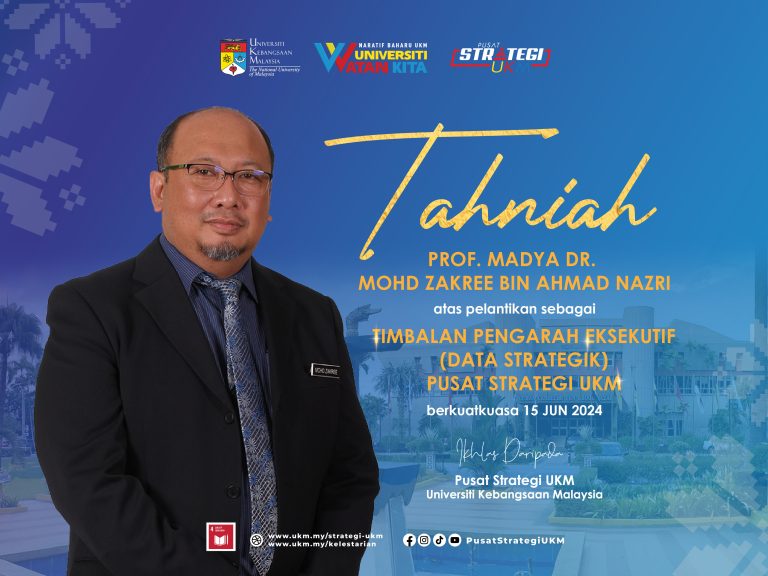 Tahniah Prof. Madya Dr. Mohd Zakree bin Ahmad Nazri atas pelantikan sebagai Timbalan Pengarah Eksekutif (Data Strategik) Pusat Strategi UKM