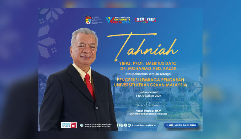 Tahniah Ybhg. Prof. Emeritus Dato’ Dr. Mohamad Abd. Razak atas pelantikan semula sebagai Pengerusi Lembaga Pengarah UKM